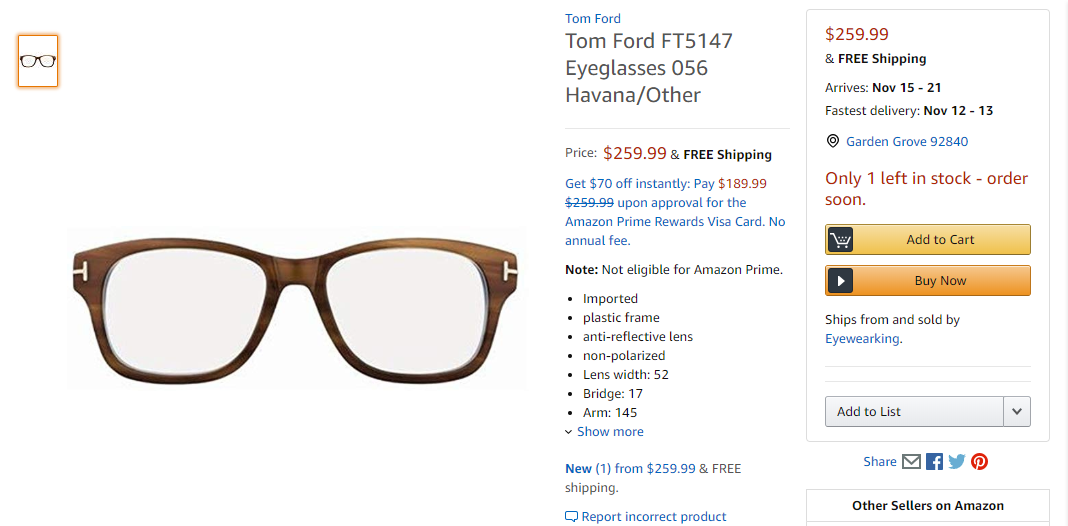 (ĐÃ BÁN) Tom Ford FT5147 Eyeglasses 056 Havana