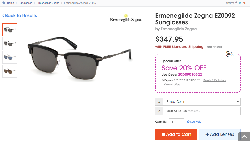 Zegna EZ0092 01N clubmaster
