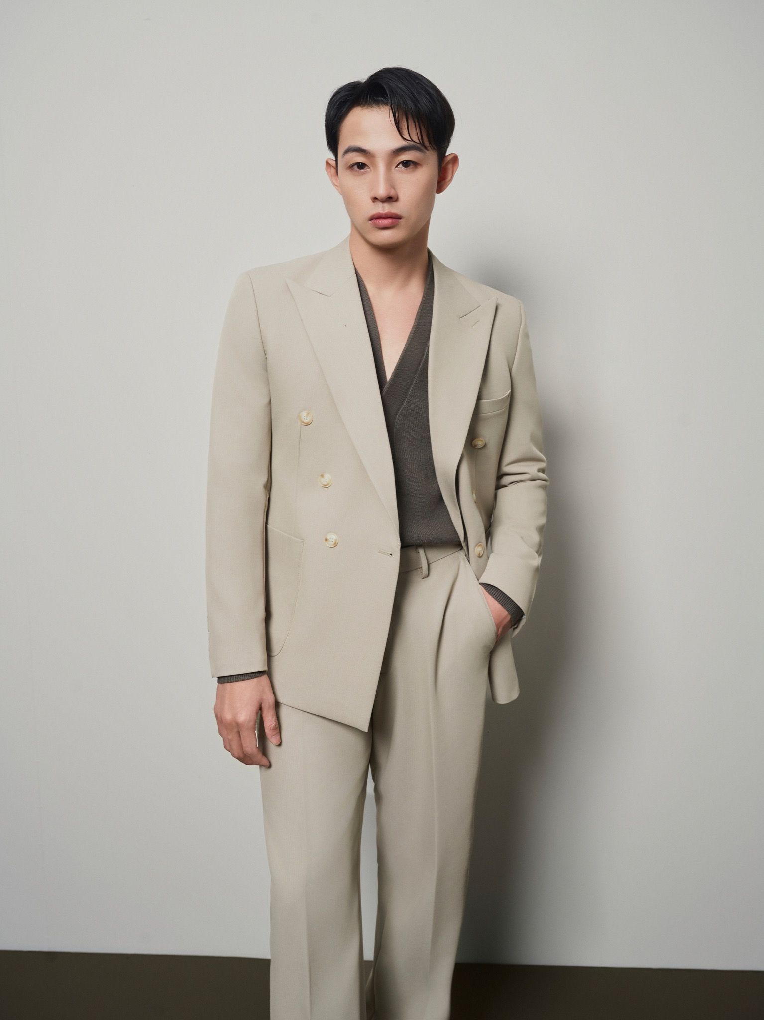 Ziczac Peak Lapel Double Suit Jacket