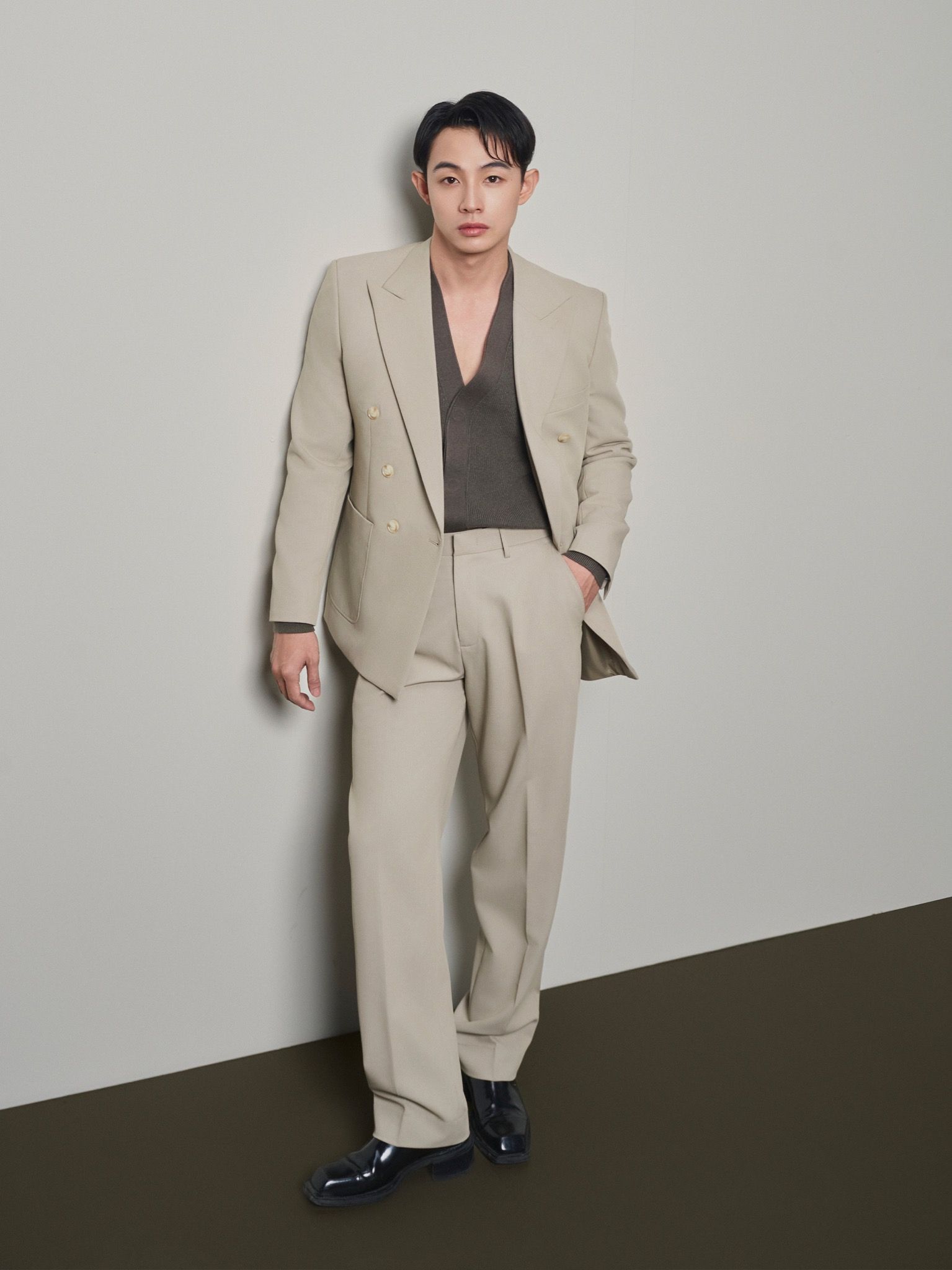 Ziczac Peak Lapel Double Suit Jacket