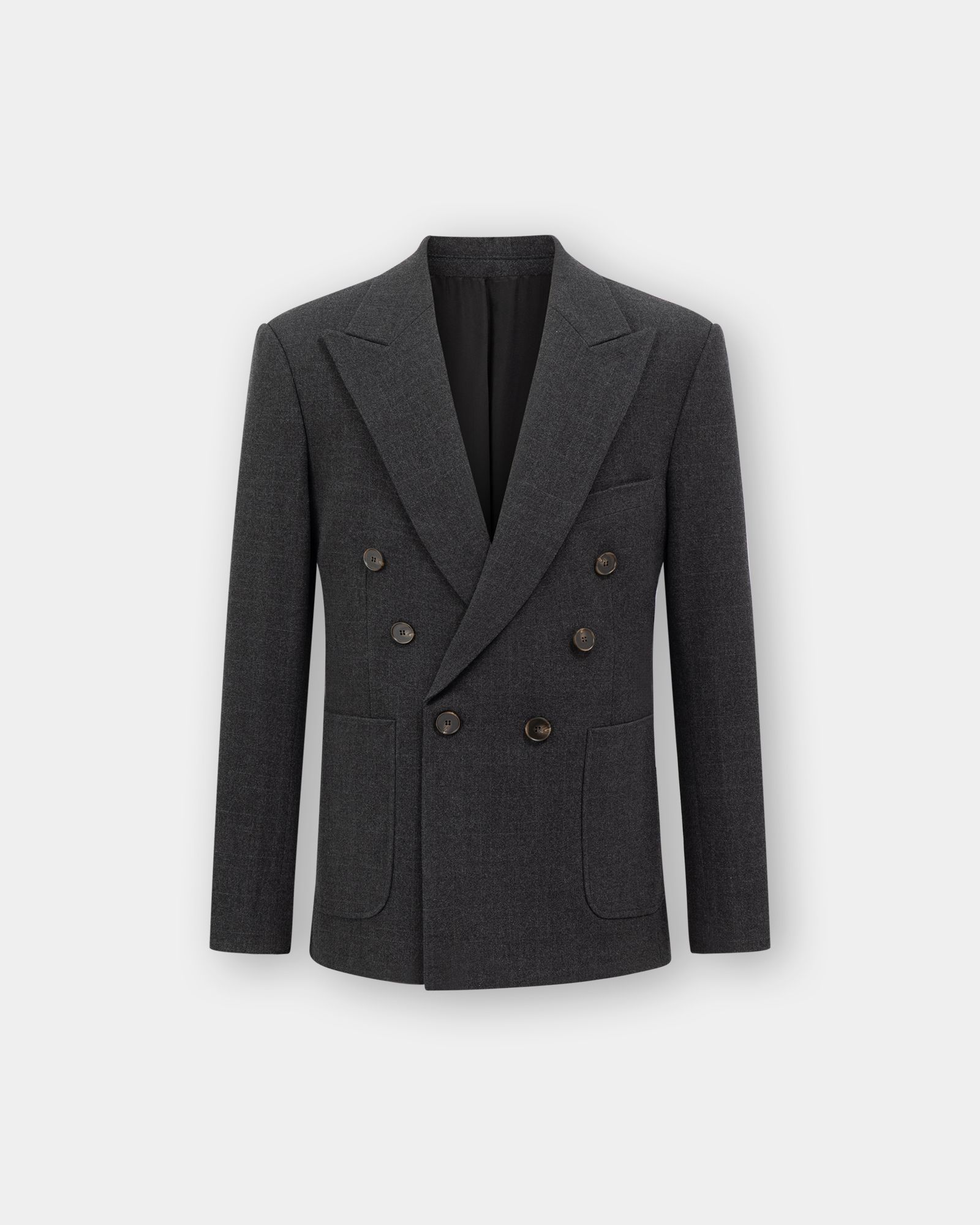 Textured Peak Lapel Double Suit Jacket