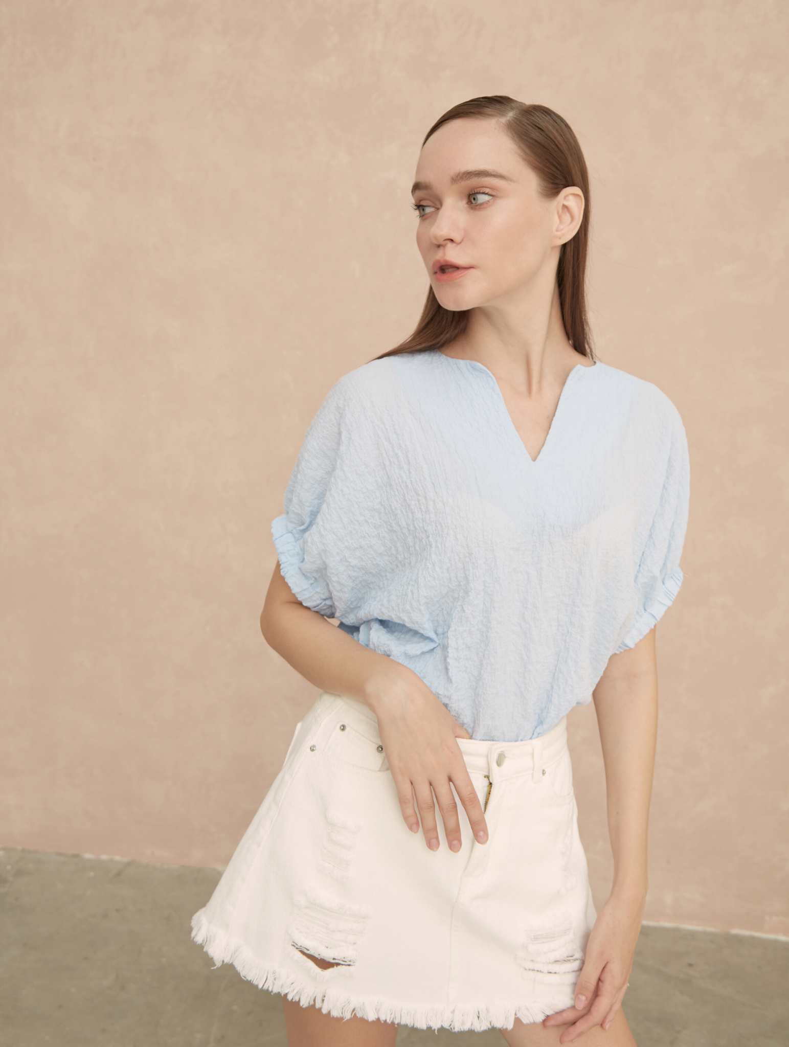 Skort Jean Trắng