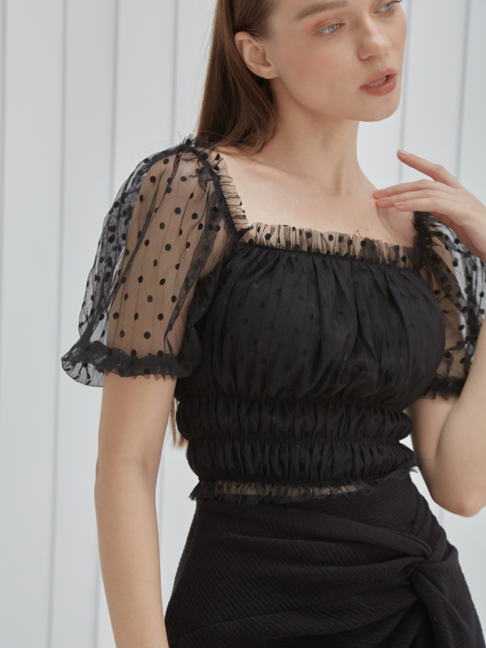 Áo Đen Mini Tay Phồng