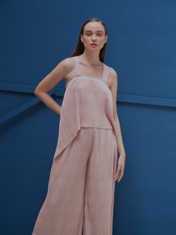 Áo 2 Dây Dập Ly Hồng Pastel