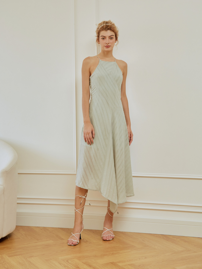 Đầm Maxi Xanh Cổ Yếm