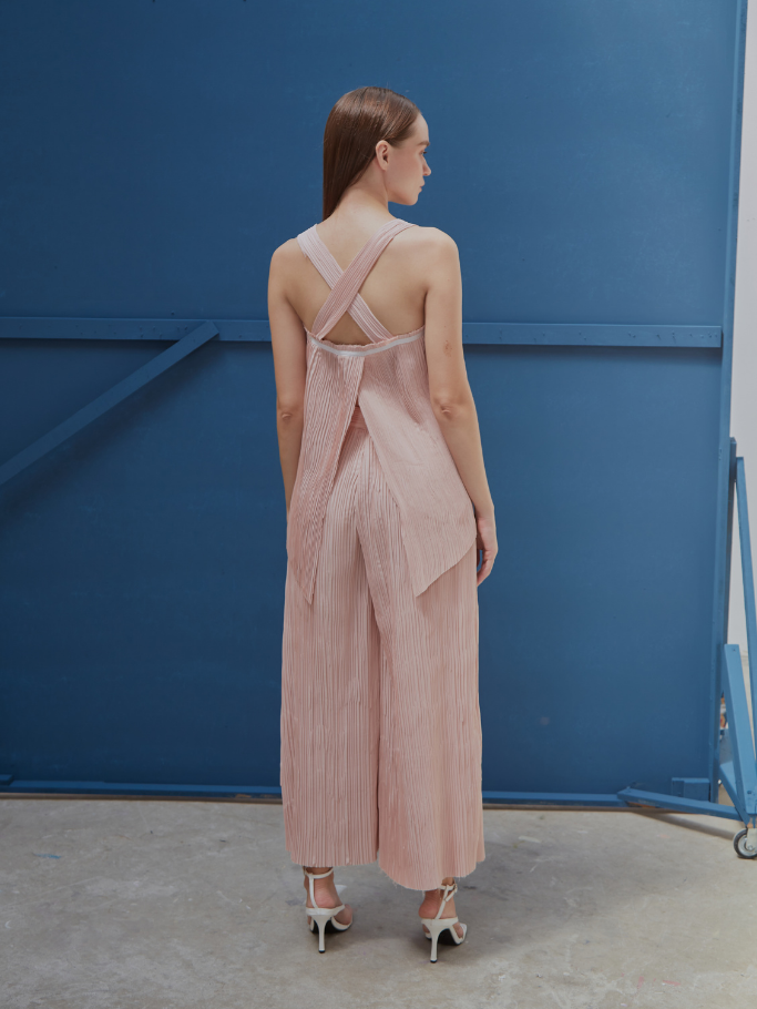 Áo 2 Dây Dập Ly Hồng Pastel