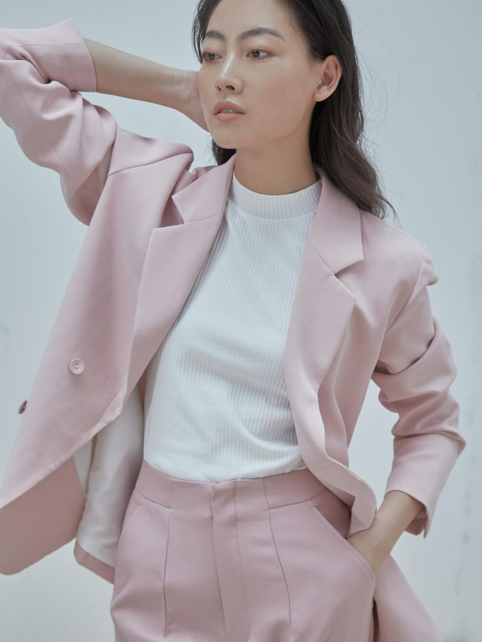 Áo Blazer Hồng Pastel