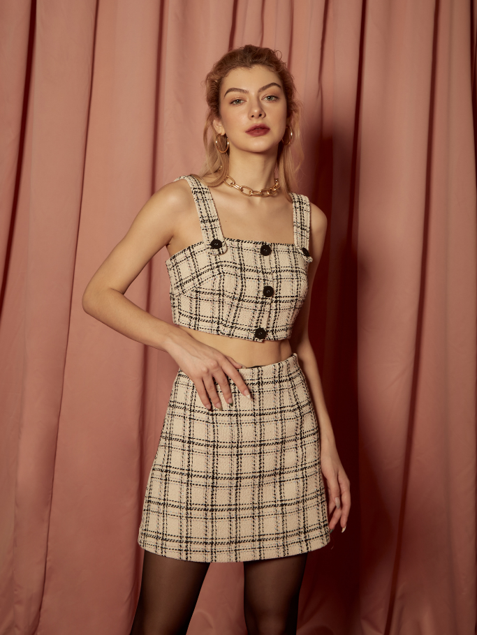 Áo Tweed Caro Croptop