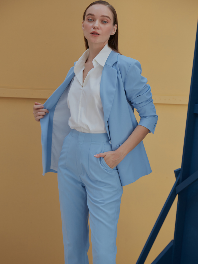 Quần Xanh Blue Pastel Ống Đứng