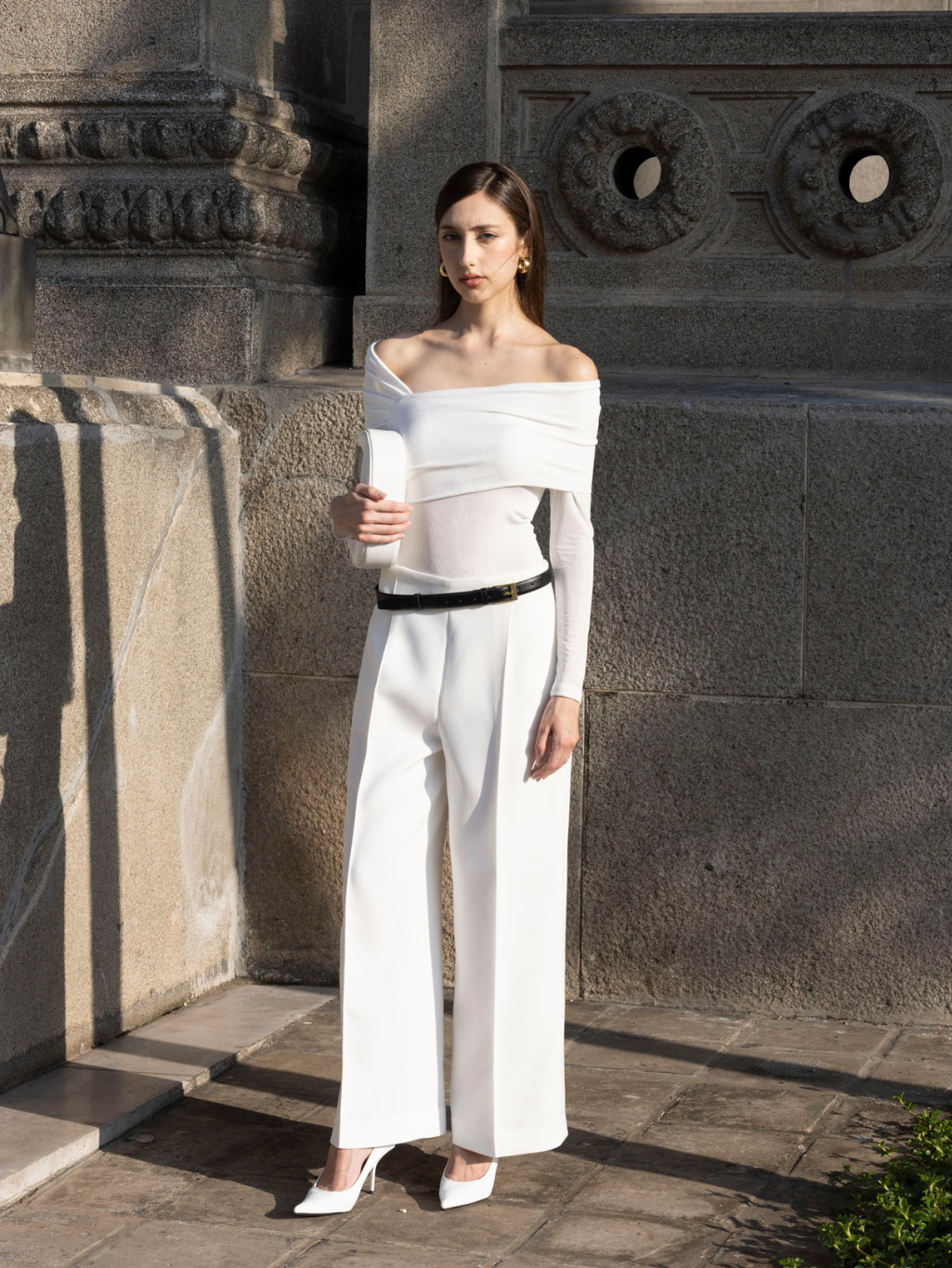 Bodysuit Thun Ánh Kim Đen Lệch Vai