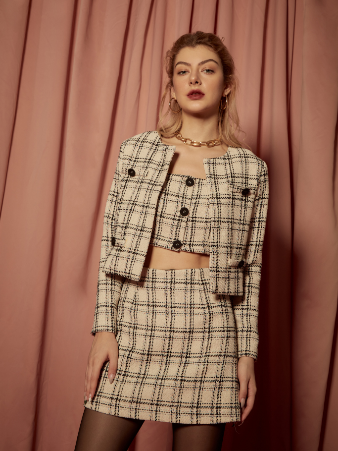 Áo Tweed Caro Croptop