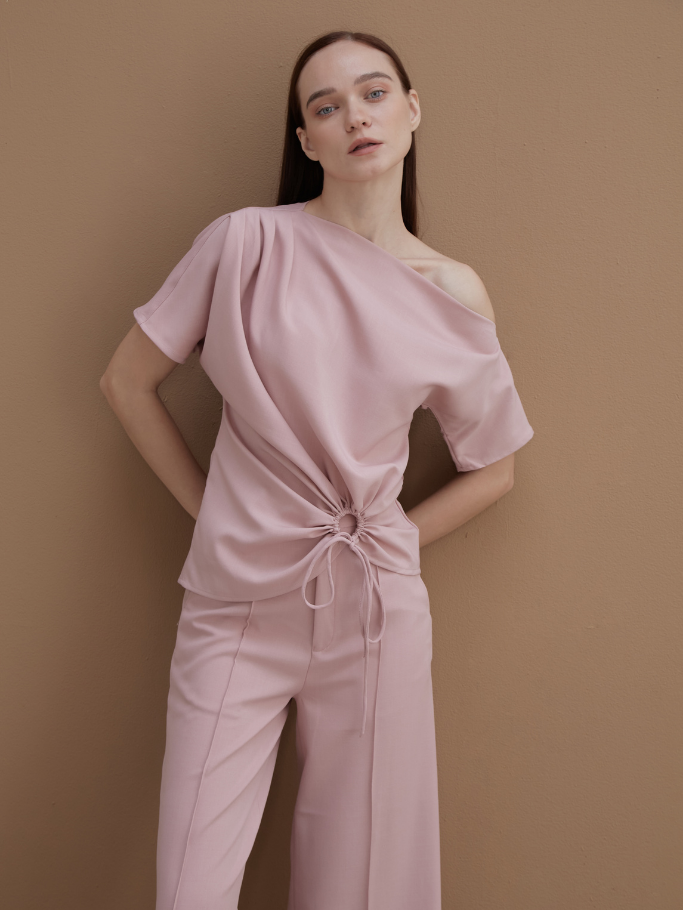 Áo Hồng Cut Out Rút Dây