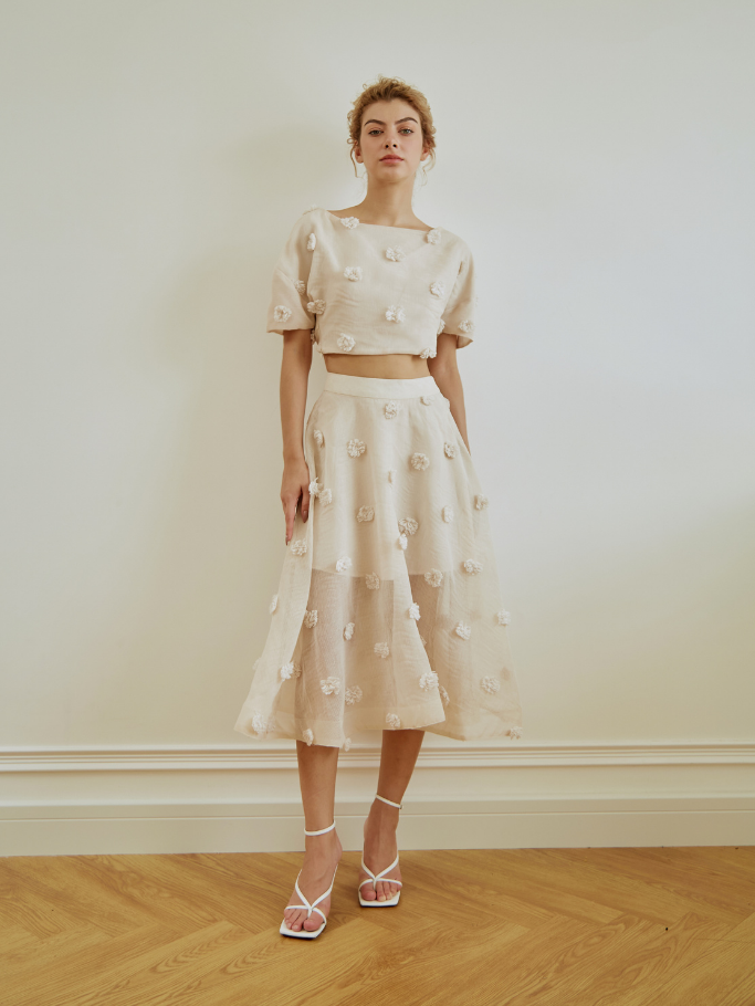 Croptop Kem Đính Bông