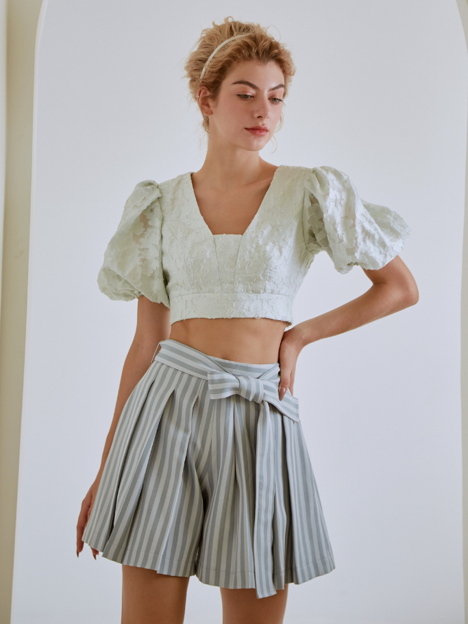 Áo Croptop Xanh Mint Tay Phồng