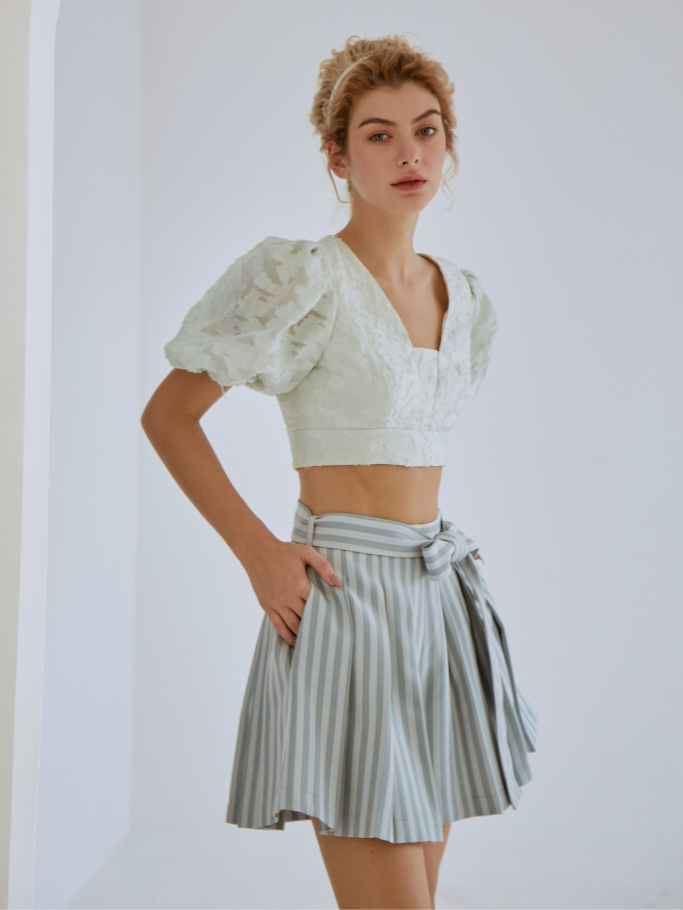Áo Croptop Xanh Mint Tay Phồng