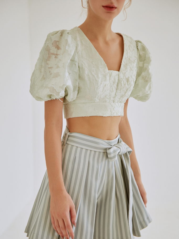 Áo Croptop Xanh Mint Tay Phồng