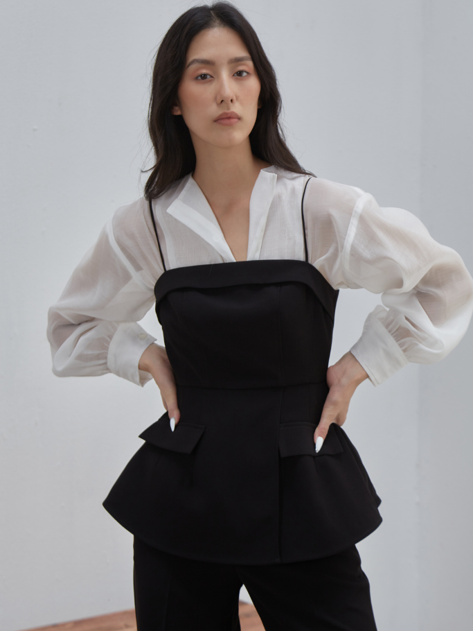 Áo Sơ Mi Sheer Tay Phồng