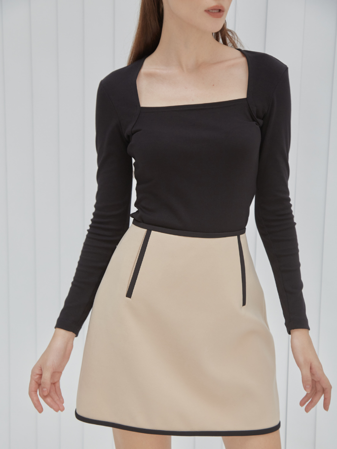 Váy Mini Nâu Viền Đen