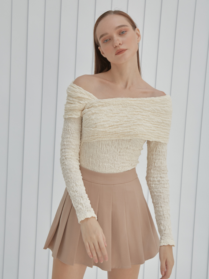 Váy Mini Nude Xếp Ly