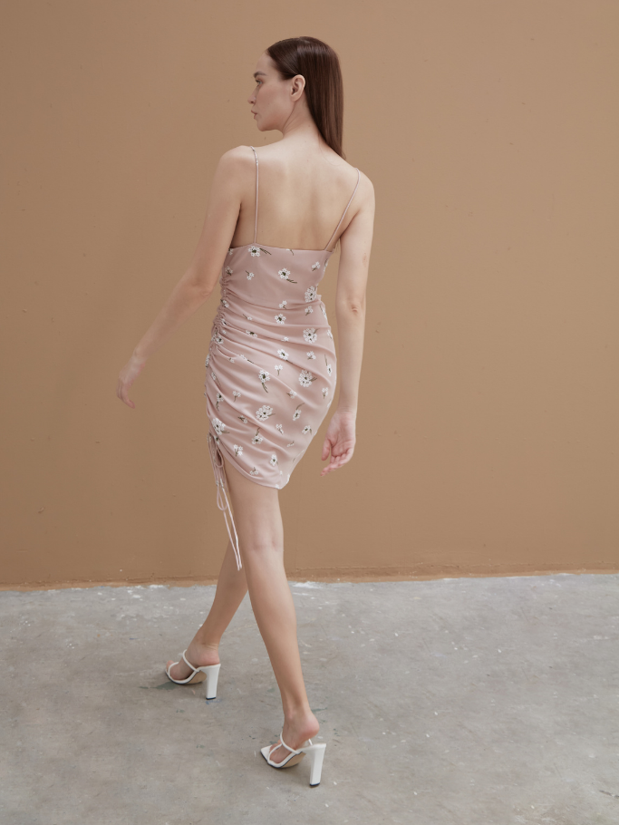 Đầm 2 Dây Hoa Hồng Pastel Dự Tiệc