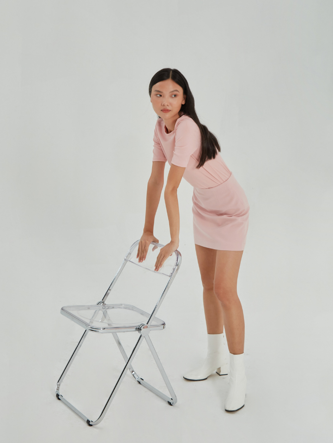Áo Cổ Tròn Hồng Pastel