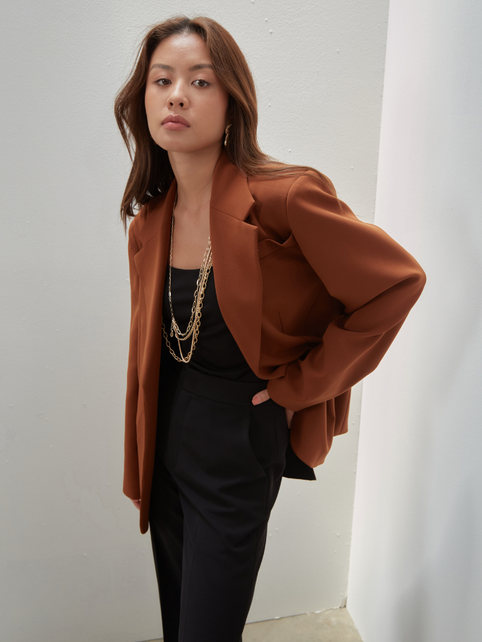 Blazer Oversize Nâu Đất