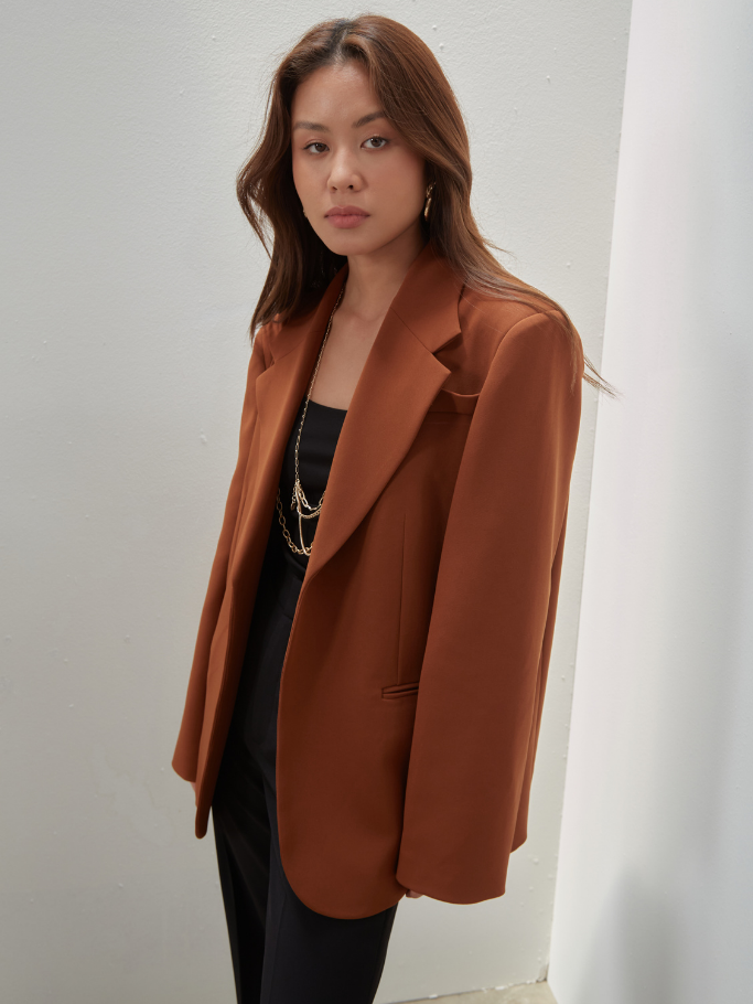 Blazer Oversize Nâu Đất
