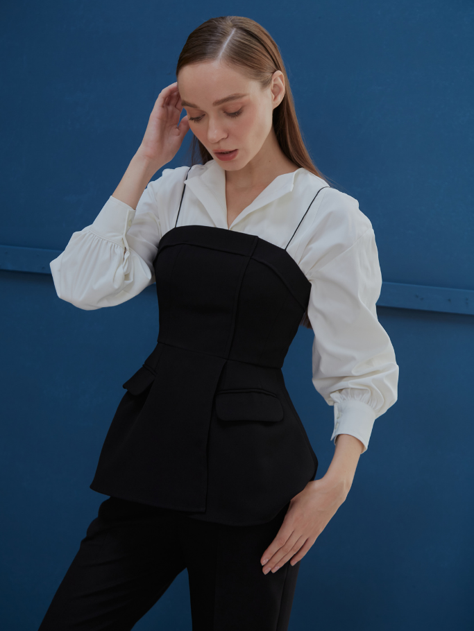 Áo 2 Dây Đen Phối Túi
