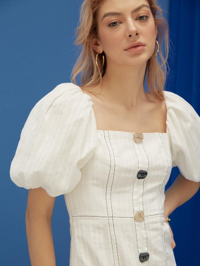 Đầm Trắng Midi Xẻ Đùi