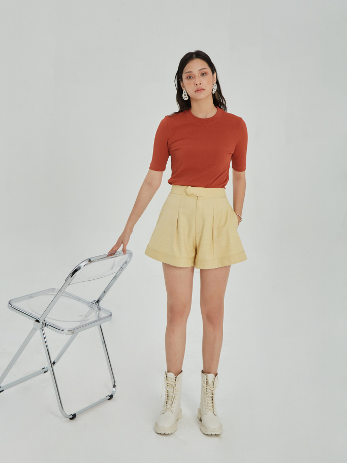 Áo Cổ Tròn Cam Đất