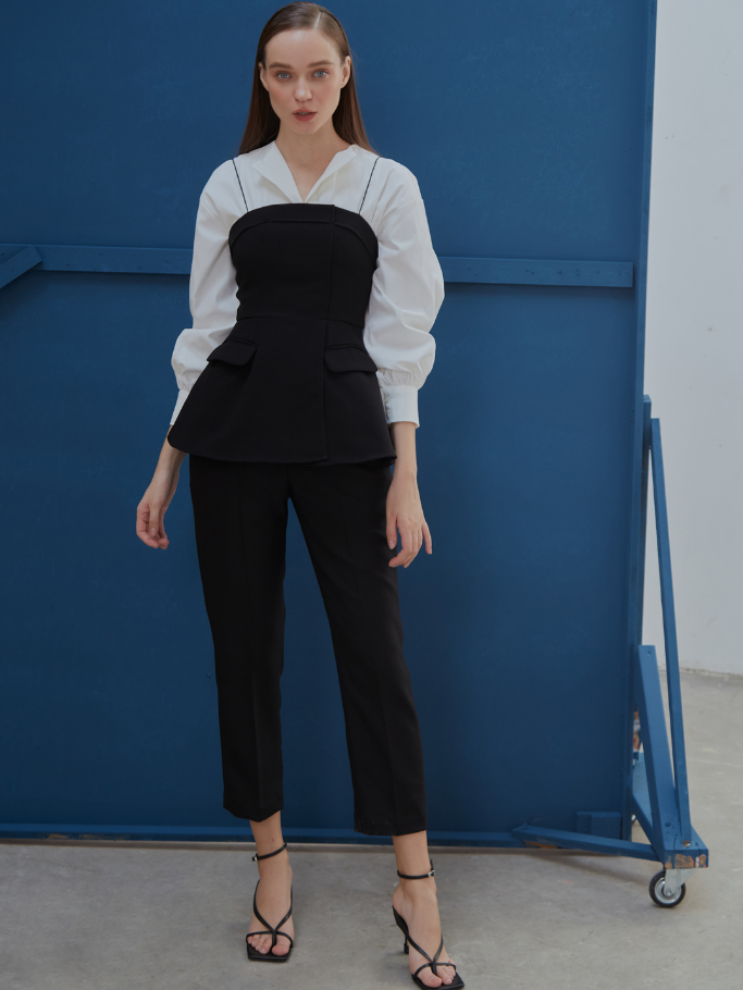 Áo 2 Dây Đen Phối Túi