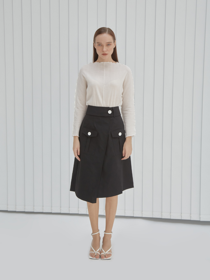 Váy Kaki Đen 2 Túi Kèm Belt