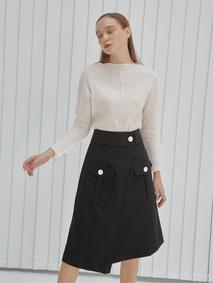 Váy Kaki Đen 2 Túi Kèm Belt