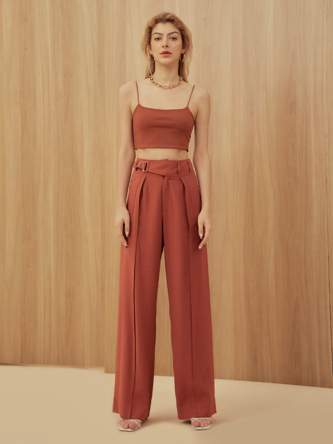 Áo 2 Dây Cam Croptop