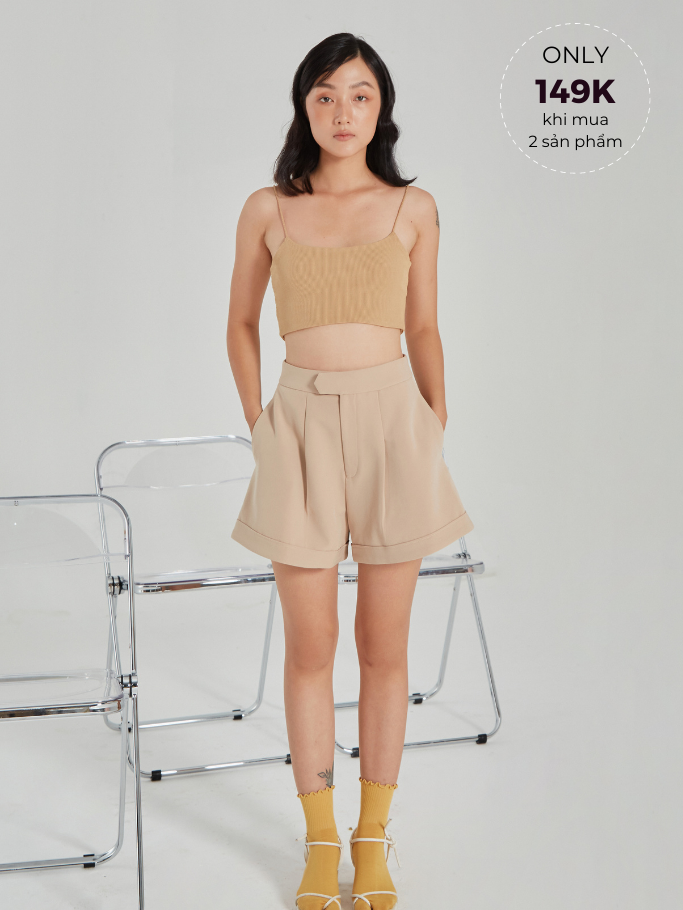 Áo 2 Dây Nâu Croptop