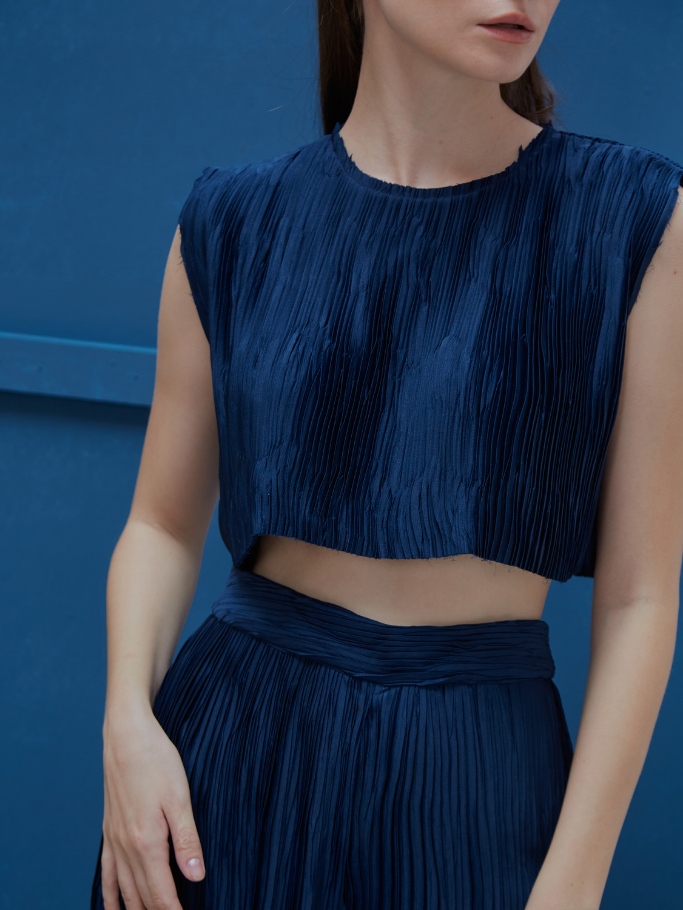 Áo Croptop Dập Ly Xanh Đen
