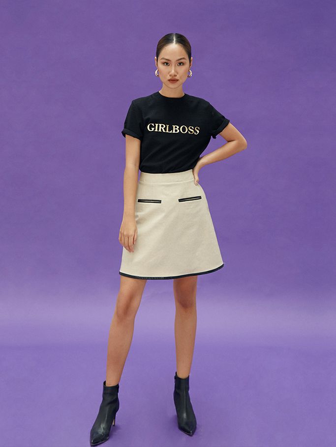 Áo Lụa Đen Girl Boss Nhũ Gold