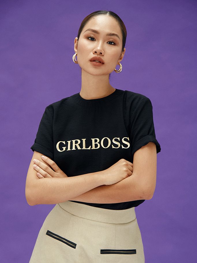 Áo Thun Đen Nhũ Gold GIRLBOSS