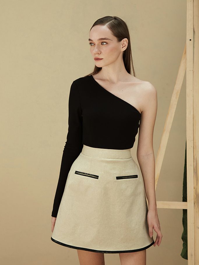 Bodysuit Đen Lệch Vai T3