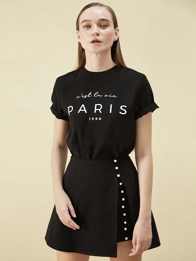 Skort Đen Đính Pearl