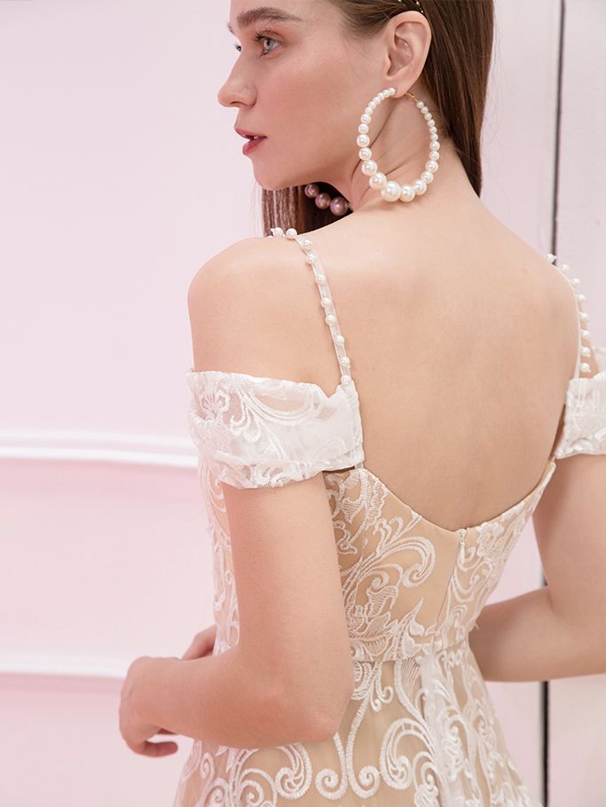 Đầm 2 Dây Ren Đính Hạt Dự Tiệc