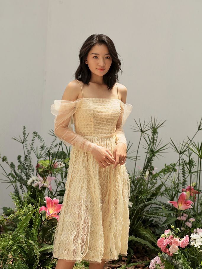 Đầm Ren Nude Phối Sheer Dự Tiệc