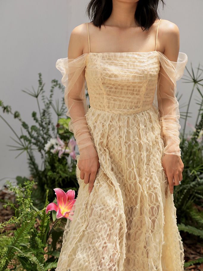 Đầm Ren Nude Phối Sheer Dự Tiệc