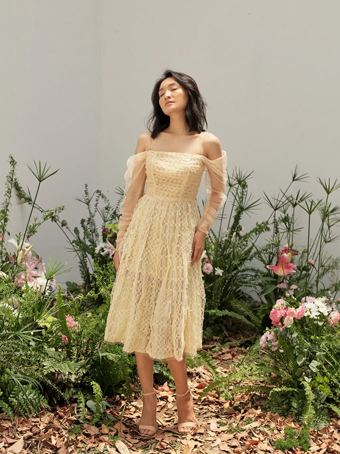 Đầm Ren Nude Phối Sheer Dự Tiệc