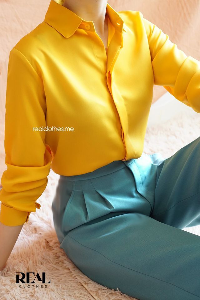 Sơ mi cổ mềm vàng nắng