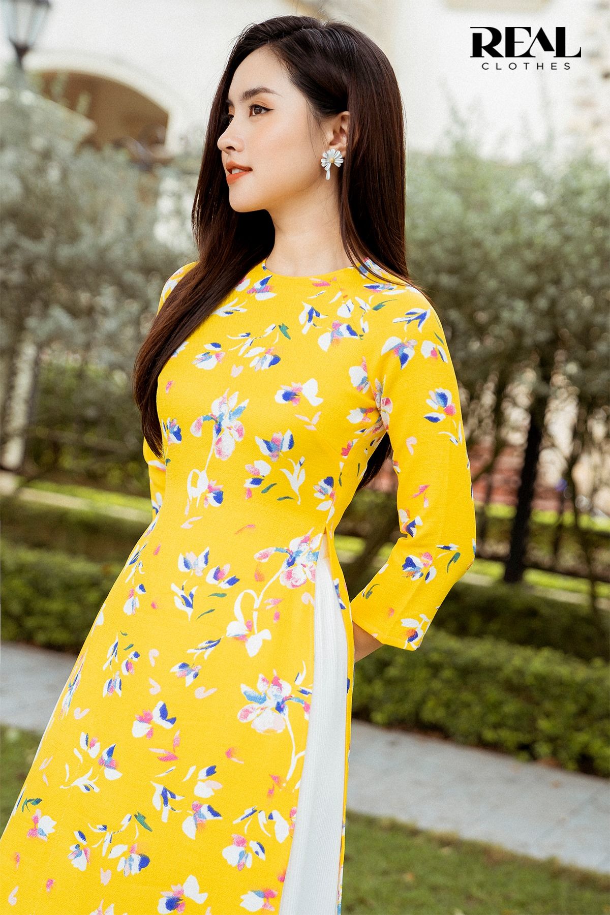 Áo dài vàng hoa SALE