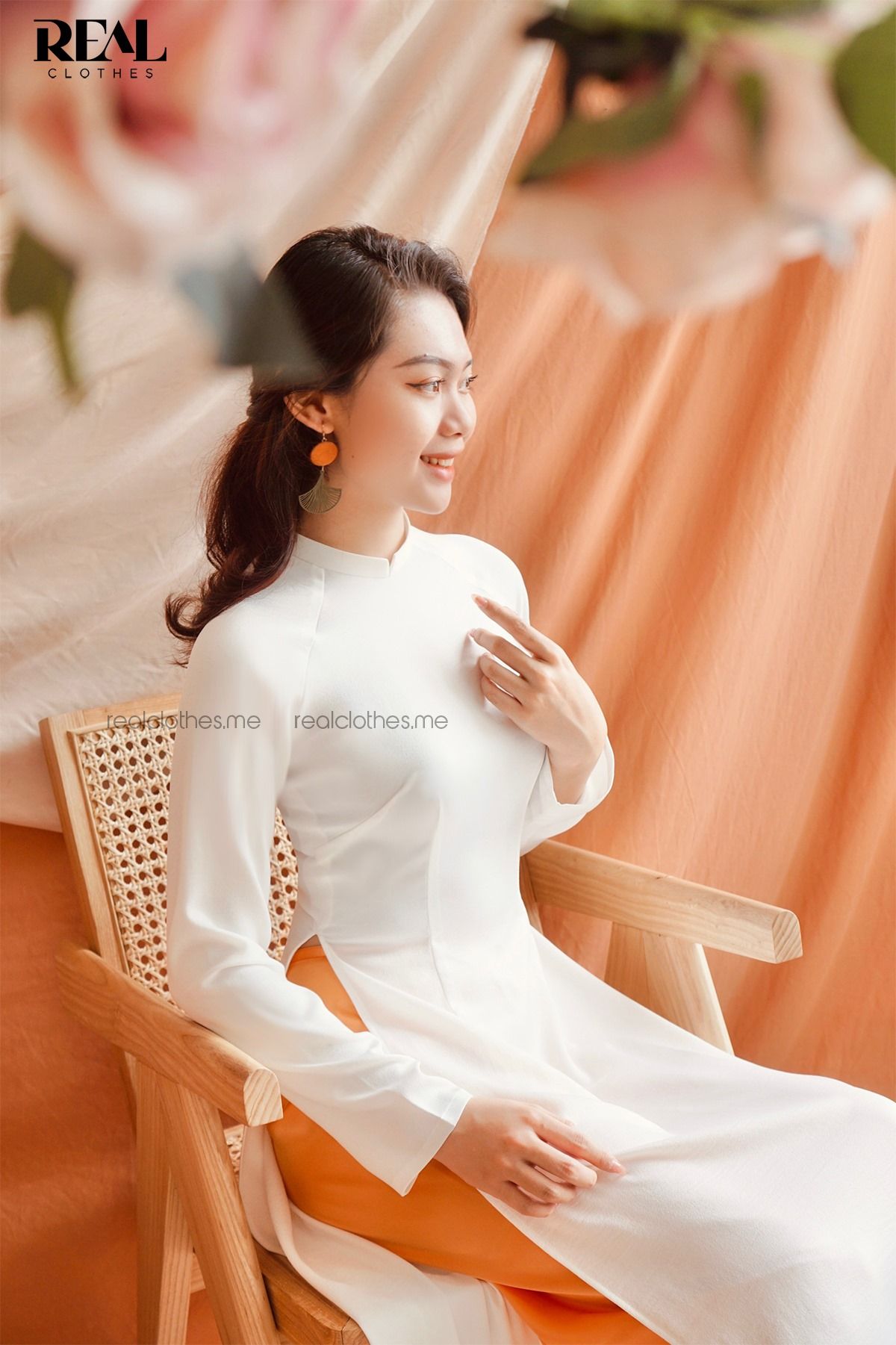 Áo dài Trà My trắng