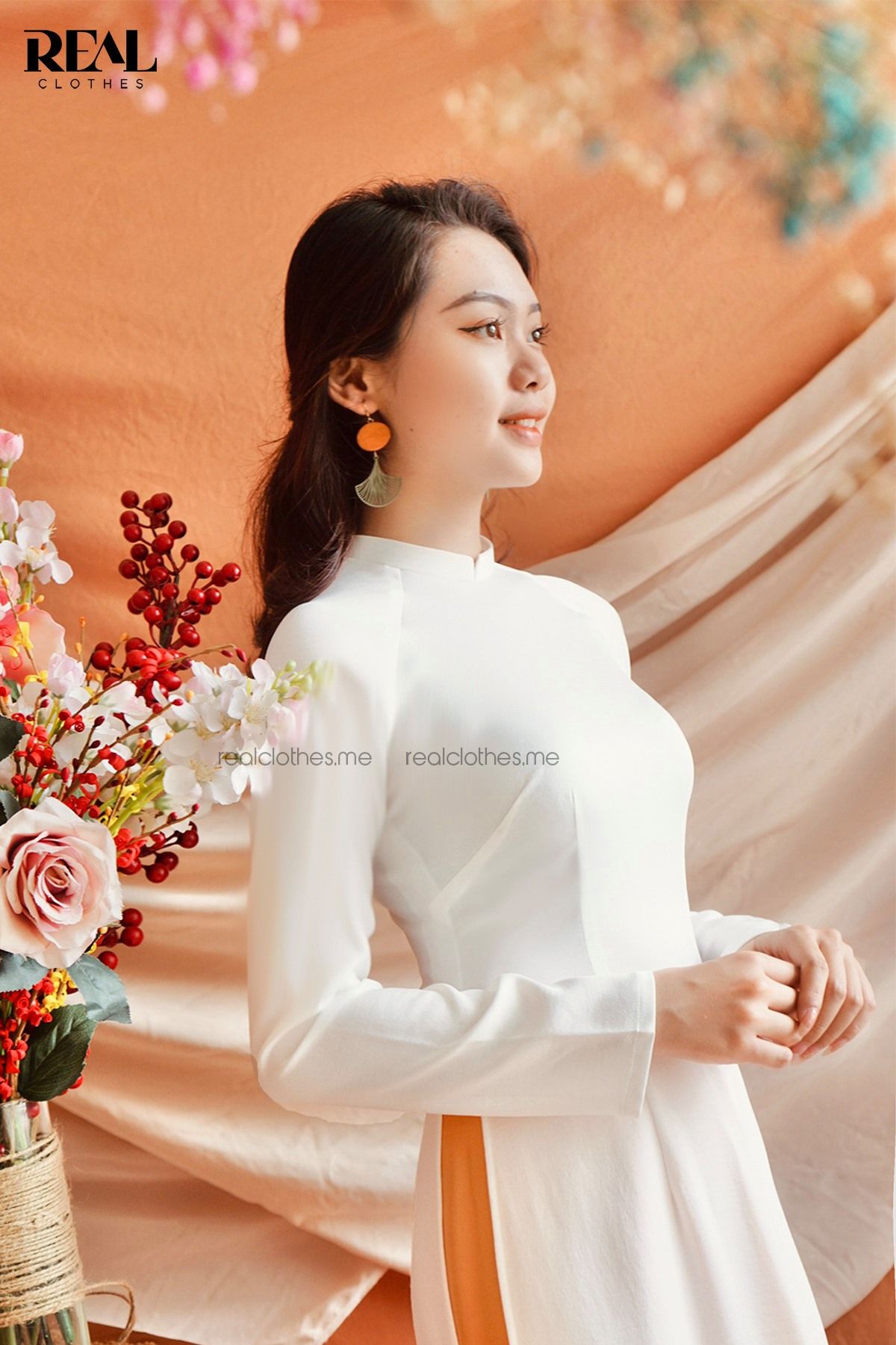 Áo dài Trà My trắng