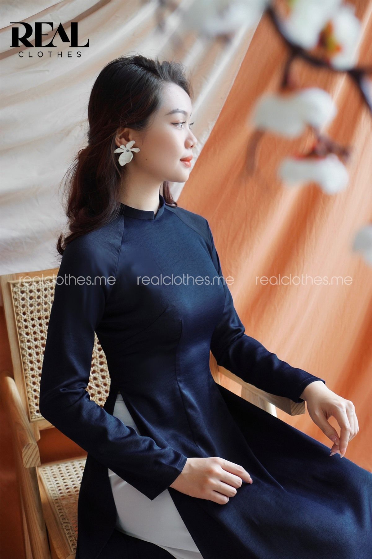 Áo dài Trà My xanh đen