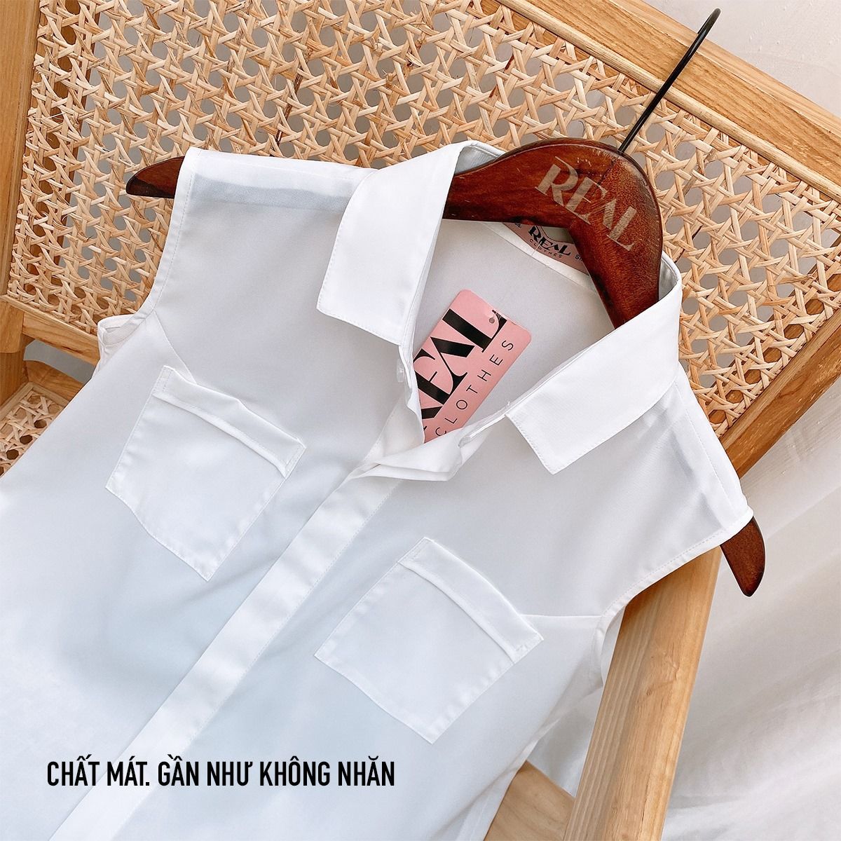 Sơ mi không tay trắng